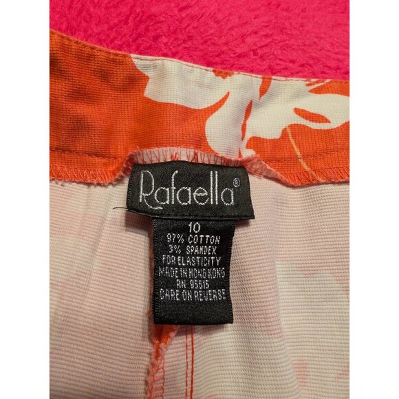 Vintage Rafaella Capri Pants Women's 10  Orange Floral Tropical Stretch - Picture 5 of 5